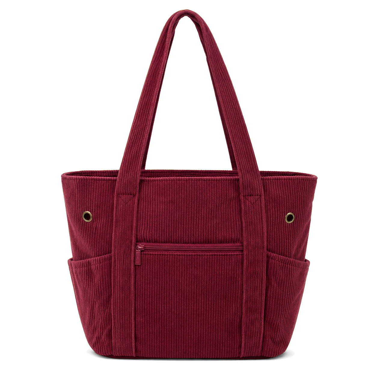 Front-facing bag with custom embroidery