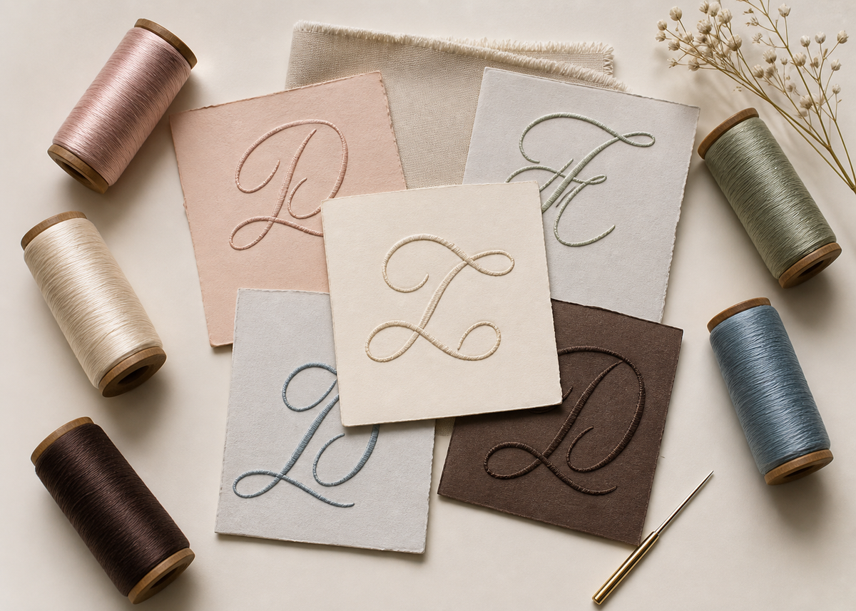 Embroidery lettering and thread style selection