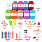 ZINGCRATER 58-piece crochet kit with 10 yarn skeins, 10 crochet hooks, stitch markers, needles, scissors, tape measure and crafting tools