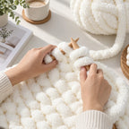 ZINGCRATER chunky yarn for hand knitting a soft white blanket with extreme jumbo yarn and large knitting needles