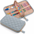 ZINGCRATER crochet hook organizer with elastic hook slots and clear accessory pockets