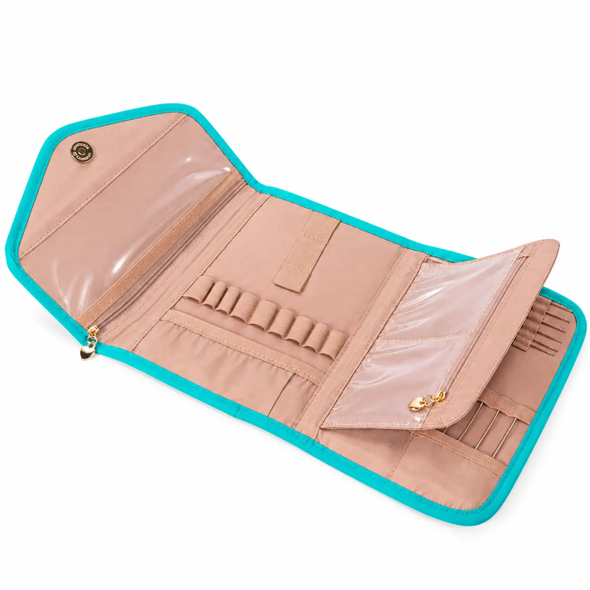 ZINGCRATER open crochet hook storage case with elastic holders and zipper compartments