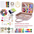 Zingcrater embroidery storage bag with room for hoops, floss, fabric, patterns, scissors, needles, and sewing tools