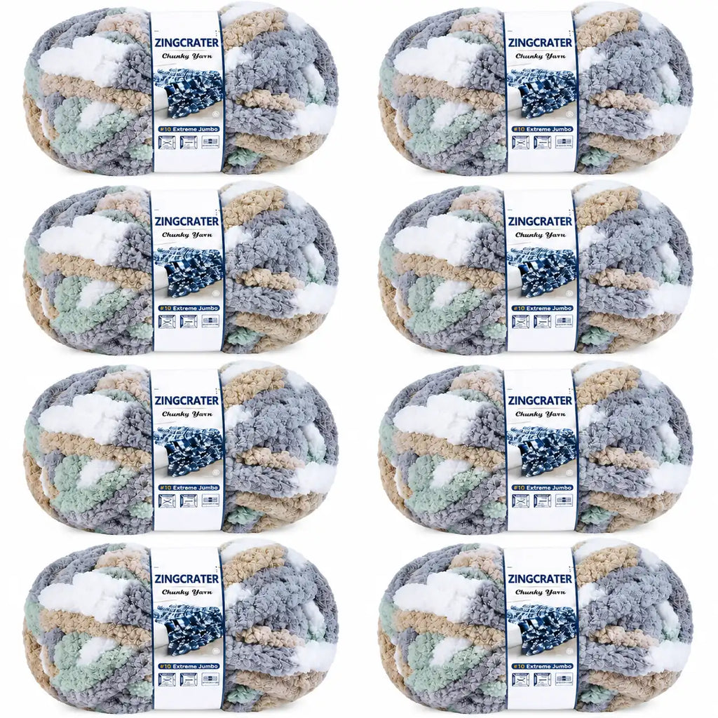 ZINGCRATER #10 extreme jumbo chunky yarn 8 pack for blankets, crochet and hand knitting