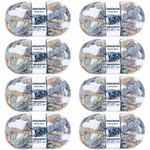 ZINGCRATER #10 extreme jumbo chunky yarn 8 pack for blankets, crochet and hand knitting