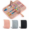 ZINGCRATER pink crochet hook organizer with elastic hook slots and accessory pockets