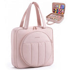 Zingcrater pink embroidery storage bag with organized compartments for floss, hoops, scissors, and sewing supplies