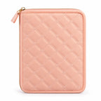 Back view of ZINGCRATER pink quilted crochet hook case with padded exterior