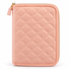 ZINGCRATER pink quilted crochet hook case with gold zipper and padded exterior