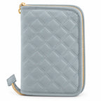 ZINGCRATER gray blue quilted crochet hook case with gold zipper for organized craft storage