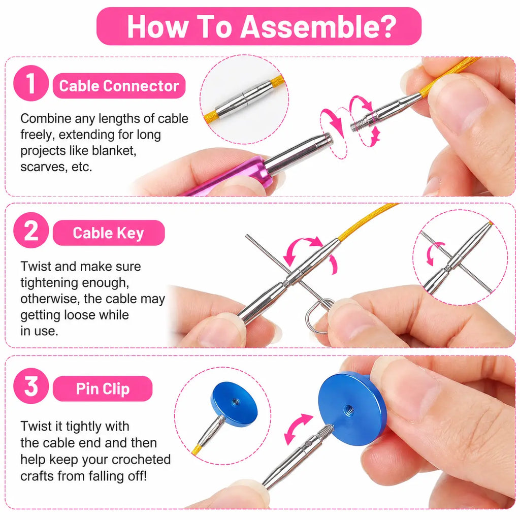 ZINGCRATER Tunisian crochet hook kit with interchangeable cable connectors, tightening keys and end caps