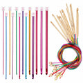 ZINGCRATER Tunisian crochet hooks set with colorful aluminum hooks and bamboo Afghan crochet hooks with flexible cables