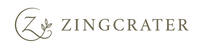 Zingcrater logo featuring a stylized 'Z' with leaf details and the brand name 'ZINGCRATER' in a muted taupe-brown serif font on a solid white background.